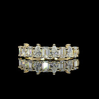 14K Yellow Gold Half Eternity Band with Alternating Emerald Cut and Pear Shape Lab Diamonds - 0.89 Carats Total Diamond Weight - Covaloro Fine Jewelry