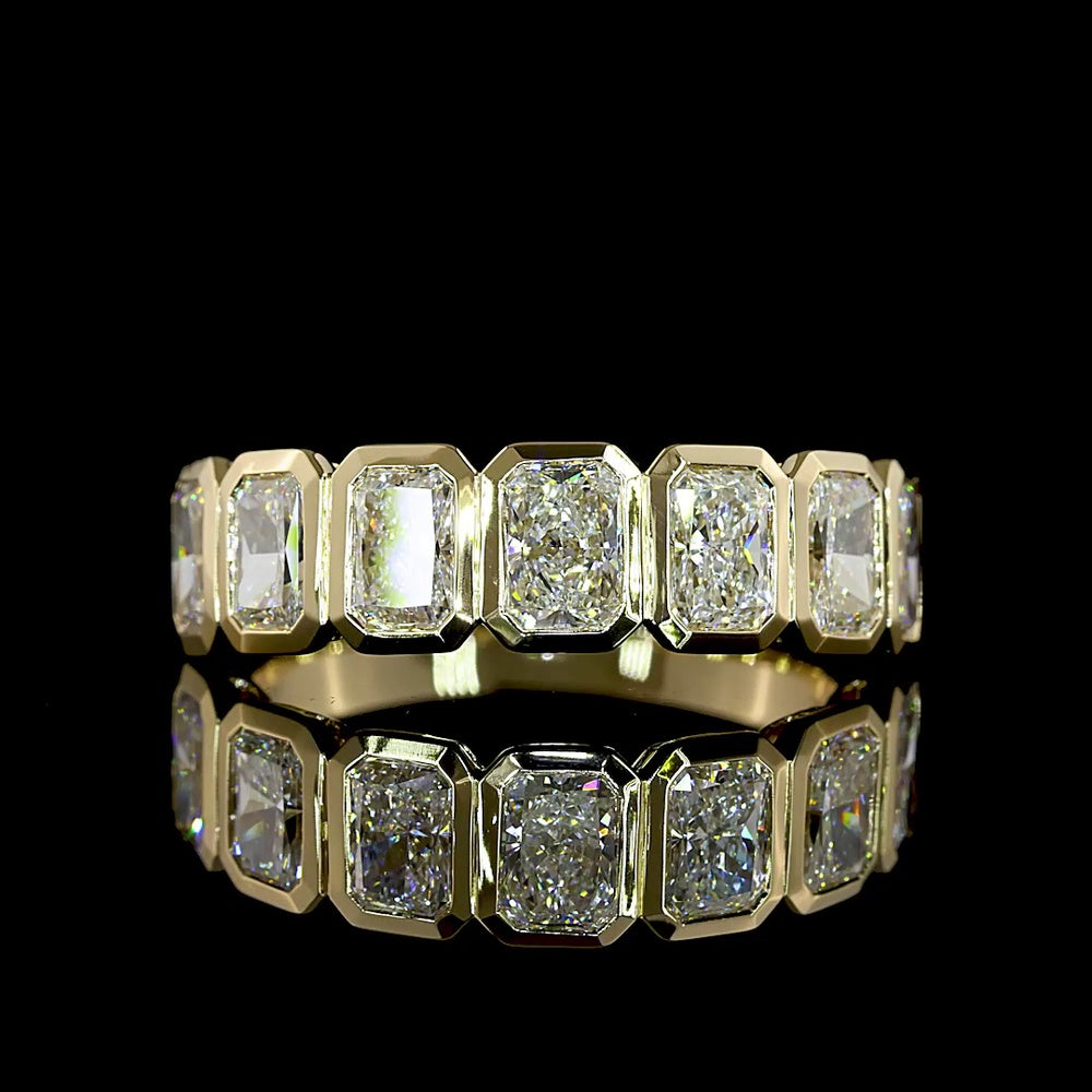 14K Yellow Gold Half Eternity Band with Bezel Set Radiant Cut Natural Diamonds - 1.98 Carat Total Weight, E-F Color, VS+ Clarity - Covaloro Fine Jewelry