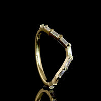 14K Yellow Gold Half Eternity Band with East-West Bezel Set Baguette Lab Diamonds - 0.30 Carats Total Diamond Weight - Covaloro Fine Jewelry