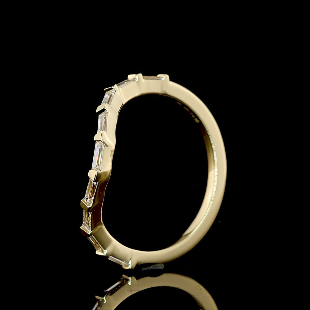 14K Yellow Gold Half Eternity Band with East-West Bezel Set Baguette Lab Diamonds - 0.30 Carats Total Diamond Weight - Covaloro Fine Jewelry