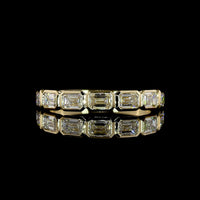 14K Yellow Gold Half Eternity Band with East-West Bezel Set Emerald Cut Lab Diamonds - 1.09 Carat Total Diamond Weight, E-F VS Quality - Covaloro Fine Jewelry