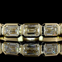 14K Yellow Gold Half Eternity Band with East-West Bezel Set Emerald Cut Lab Diamonds - 1.09 Carat Total Diamond Weight, E-F VS Quality - Covaloro Fine Jewelry