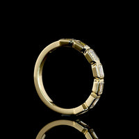 14K Yellow Gold Half Eternity Band with East-West Bezel Set Emerald Cut Lab Diamonds - 1.09 Carat Total Diamond Weight, E-F VS Quality - Covaloro Fine Jewelry