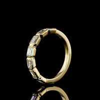 14K Yellow Gold Half Eternity Band with East-West Bezel Set Emerald Cut Lab Diamonds - 1.09 Carat Total Diamond Weight, E-F VS Quality - Covaloro Fine Jewelry