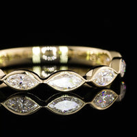14K Yellow Gold Half Eternity Band with East-West Bezel Set Marquise Cut Lab Diamonds - 0.65 Carat Total Weight - Covaloro Fine Jewelry