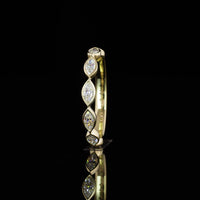 14K Yellow Gold Half Eternity Band with East-West Bezel Set Marquise Cut Lab Diamonds - 0.65 Carat Total Weight - Covaloro Fine Jewelry