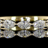 14K Yellow Gold Half Eternity Band with East-West Marquise and Pear Shape Lab Grown Diamonds - 0.40 Carat Total Diamond Weight - Covaloro Fine Jewelry