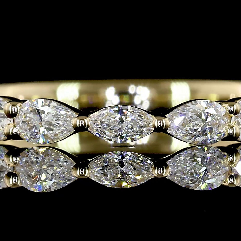 14K Yellow Gold Half Eternity Band with East-West Marquise and Pear Shape Lab Grown Diamonds - 0.40 Carat Total Diamond Weight - Covaloro Fine Jewelry