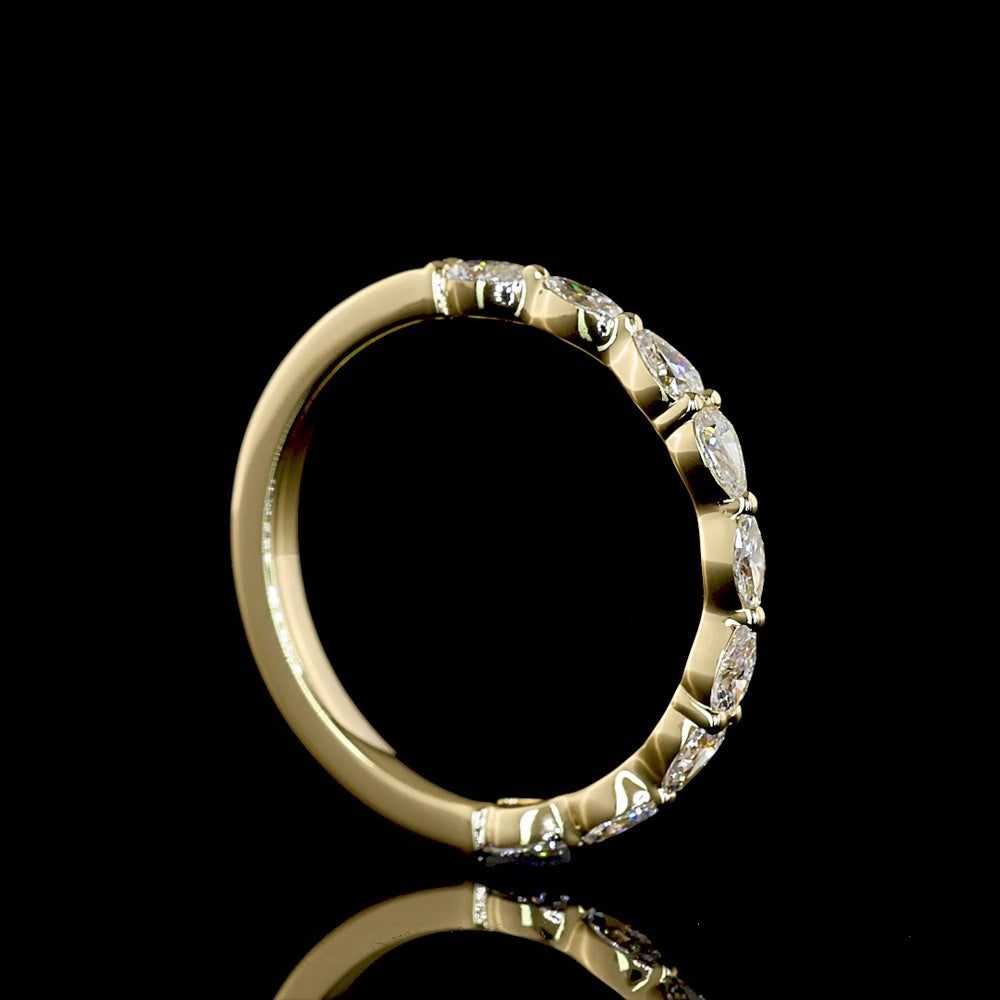 14K Yellow Gold Half Eternity Band with East-West Marquise and Pear Shape Lab Grown Diamonds - 0.40 Carat Total Diamond Weight - Covaloro Fine Jewelry