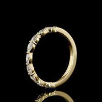 14K Yellow Gold Half Eternity Band with East-West Marquise and Pear Shape Lab Grown Diamonds - 0.40 Carat Total Diamond Weight - Covaloro Fine Jewelry