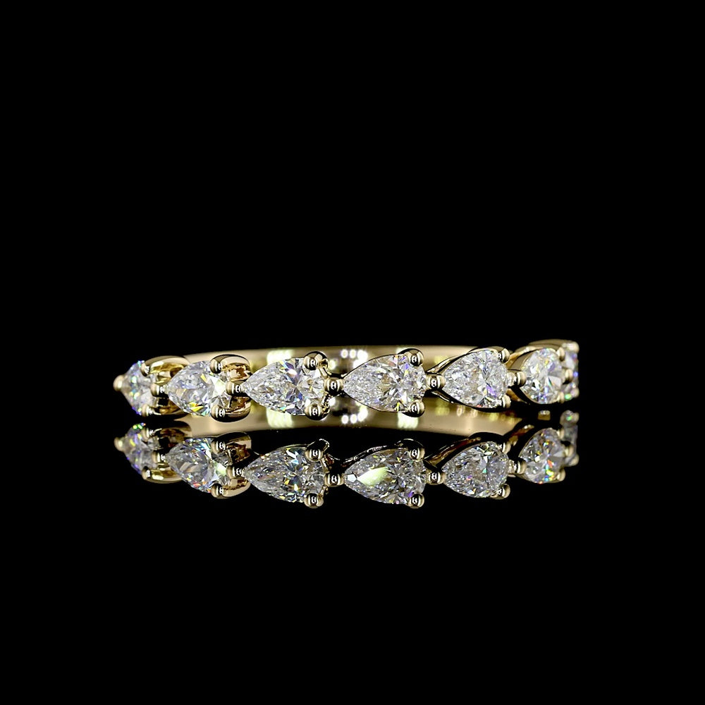 14K Yellow Gold Half Eternity Band with East-West Pear Shape Lab Diamonds - 0.63 Carats Total Diamond Weight - Covaloro Fine Jewelry