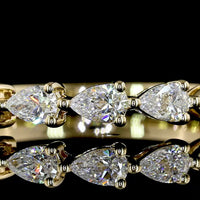14K Yellow Gold Half Eternity Band with East-West Pear Shape Lab Diamonds - 0.63 Carats Total Diamond Weight - Covaloro Fine Jewelry