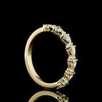14K Yellow Gold Half Eternity Band with East-West Pear Shape Lab Diamonds - 0.63 Carats Total Diamond Weight - Covaloro Fine Jewelry