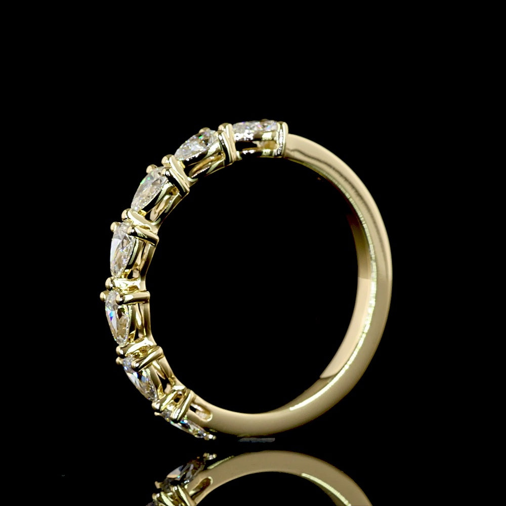 14K Yellow Gold Half Eternity Band with East-West Pear Shape Lab Diamonds - 0.63 Carats Total Diamond Weight - Covaloro Fine Jewelry