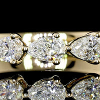 14K Yellow Gold Half Eternity Band with East-West Prong Set Pear Shape Lab Diamonds - 0.73 Carat Total Weight - Covaloro Fine Jewelry
