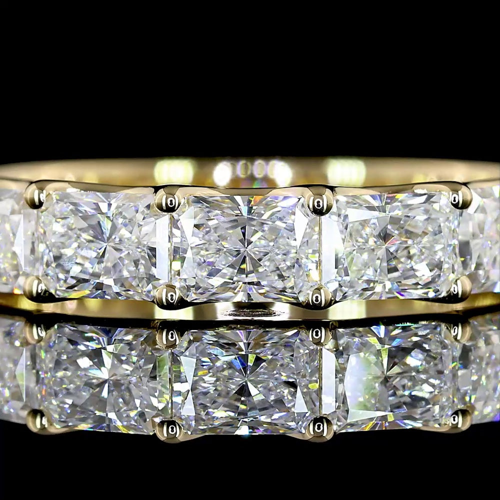 14K Yellow Gold Half Eternity Band with East-West Prong Set Radiant Cut Lab Diamonds - 2.01 Carat Total Weight - Covaloro Fine Jewelry