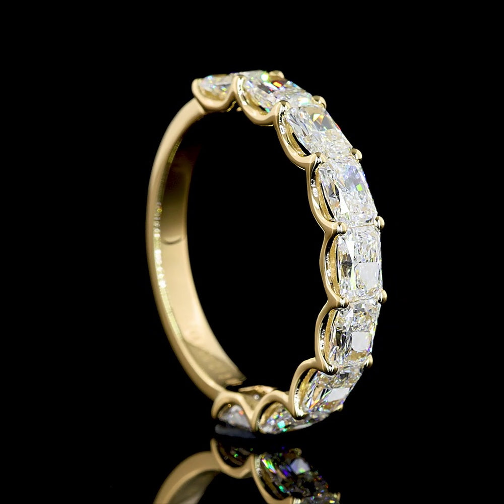 14K Yellow Gold Half Eternity Band with East-West Prong Set Radiant Cut Lab Diamonds - 2.01 Carat Total Weight - Covaloro Fine Jewelry