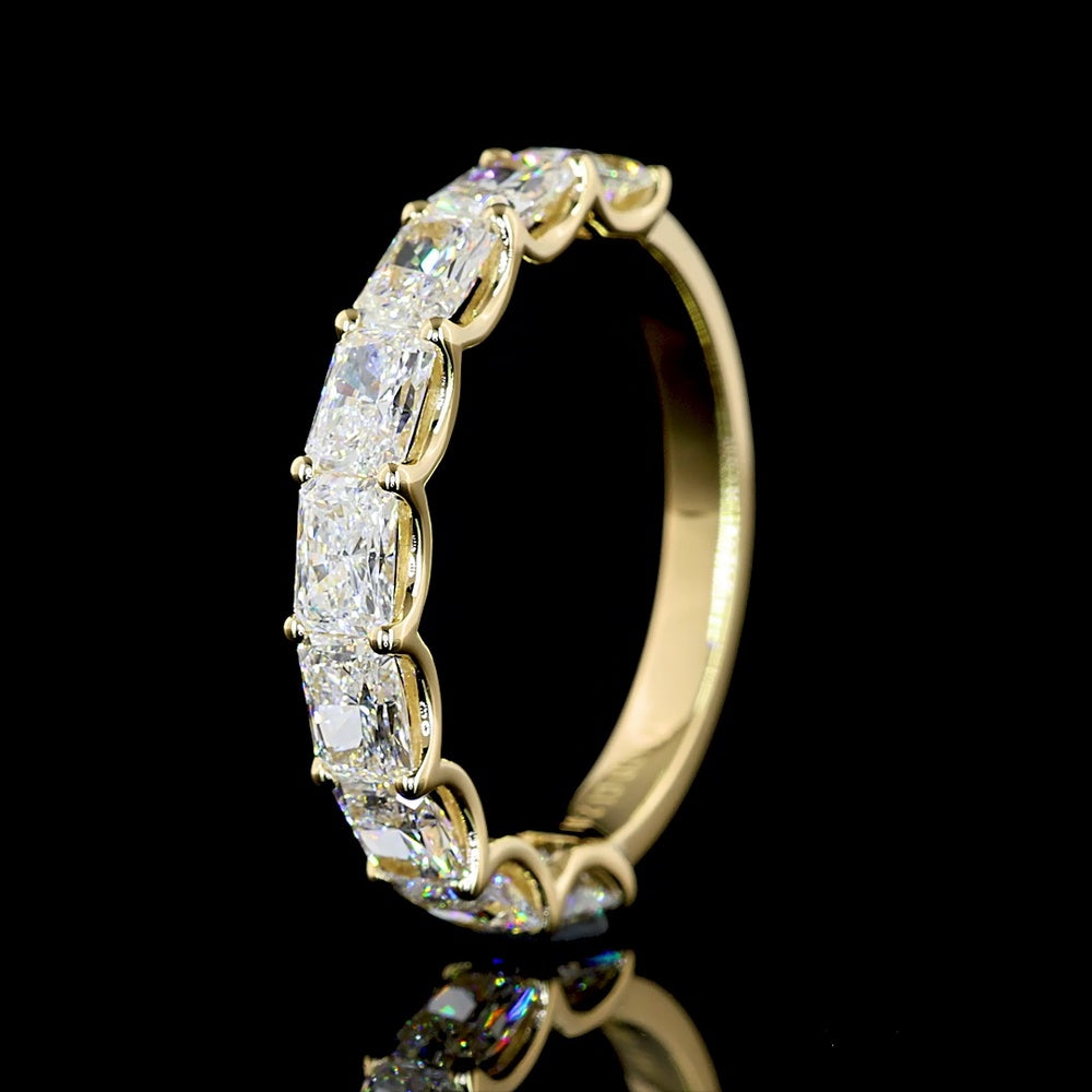 14K Yellow Gold Half Eternity Band with East-West Prong Set Radiant Cut Lab Diamonds - 2.01 Carat Total Weight - Covaloro Fine Jewelry