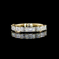 14K Yellow Gold Half Eternity Band with East-West Set Emerald Cut Lab Diamonds - 0.86 Carats Total Diamond Weight - Covaloro Fine Jewelry