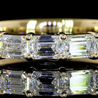 14K Yellow Gold Half Eternity Band with East-West Set Emerald Cut Lab Diamonds - 0.86 Carats Total Diamond Weight - Covaloro Fine Jewelry
