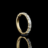 14K Yellow Gold Half Eternity Band with East-West Set Emerald Cut Lab Diamonds - 0.86 Carats Total Diamond Weight - Covaloro Fine Jewelry