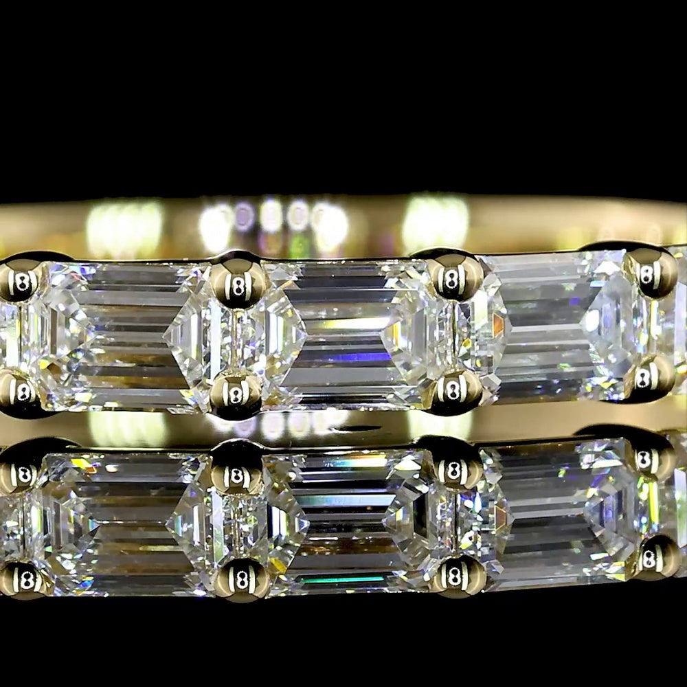 14K Yellow Gold Half Eternity Band with East-West Set Emerald Cut Lab Diamonds - 0.93 Carat Total Weight, E-F Color, VS Clarity - Covaloro Fine Jewelry