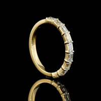 14K Yellow Gold Half Eternity Band with East-West Set Emerald Cut Lab Diamonds - 0.93 Carat Total Weight, E-F Color, VS Clarity - Covaloro Fine Jewelry