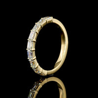 14K Yellow Gold Half Eternity Band with East-West Set Emerald Cut Lab Diamonds - 0.93 Carat Total Weight, E-F Color, VS Clarity - Covaloro Fine Jewelry