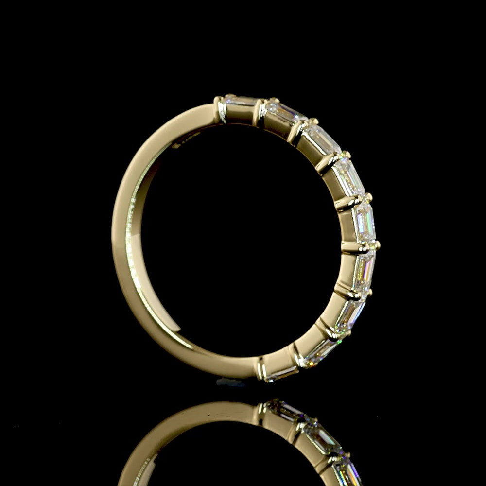 14K Yellow Gold Half Eternity Band with East-West Set Emerald Cut Lab Diamonds - 1.10 Carats Total Diamond Weight - Covaloro Fine Jewelry