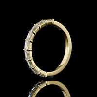 14K Yellow Gold Half Eternity Band with East-West Set Emerald Cut Lab Diamonds - 1.10 Carats Total Diamond Weight - Covaloro Fine Jewelry