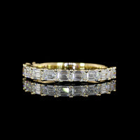 14K Yellow Gold Half Eternity Band with East-West Set Emerald Cut Lab Diamonds - 1.14 Carat Total Diamond Weight - Covaloro Fine Jewelry