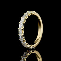 14K Yellow Gold Half Eternity Band with East-West Set Emerald Cut Lab Diamonds - 1.14 Carat Total Diamond Weight - Covaloro Fine Jewelry