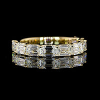 14K Yellow Gold Half Eternity Band with East-West Set Emerald Cut Lab Diamonds - 1.95 Carats Total Diamond Weight - Covaloro Fine Jewelry