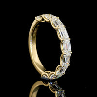 14K Yellow Gold Half Eternity Band with East-West Set Emerald Cut Lab Diamonds - 1.95 Carats Total Diamond Weight - Covaloro Fine Jewelry