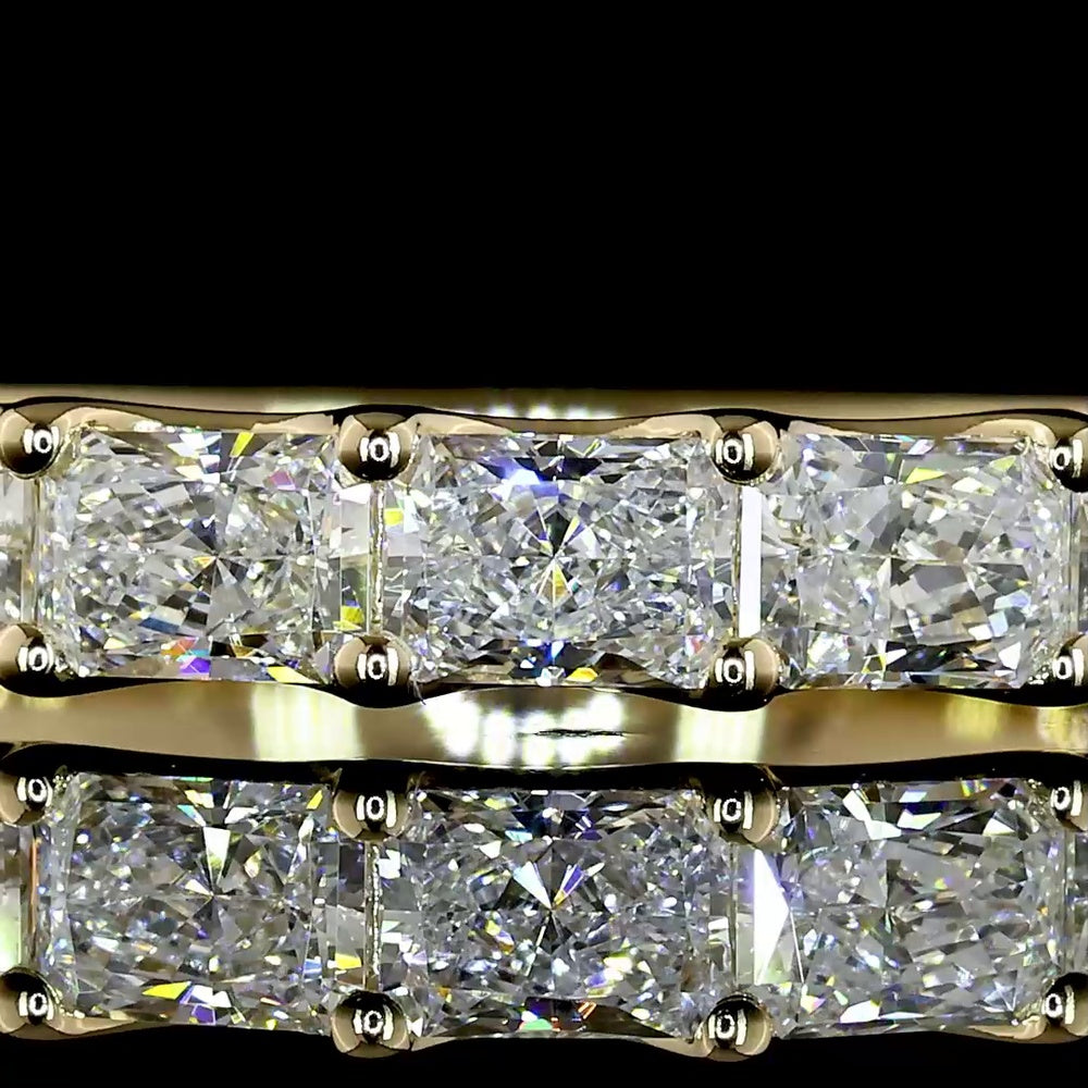 14K Yellow Gold Half Eternity Band with East-West Set Radiant Cut Lab Diamonds - 1.11 Carat Total Weight, E-F VS1 Clarity - Covaloro Fine Jewelry