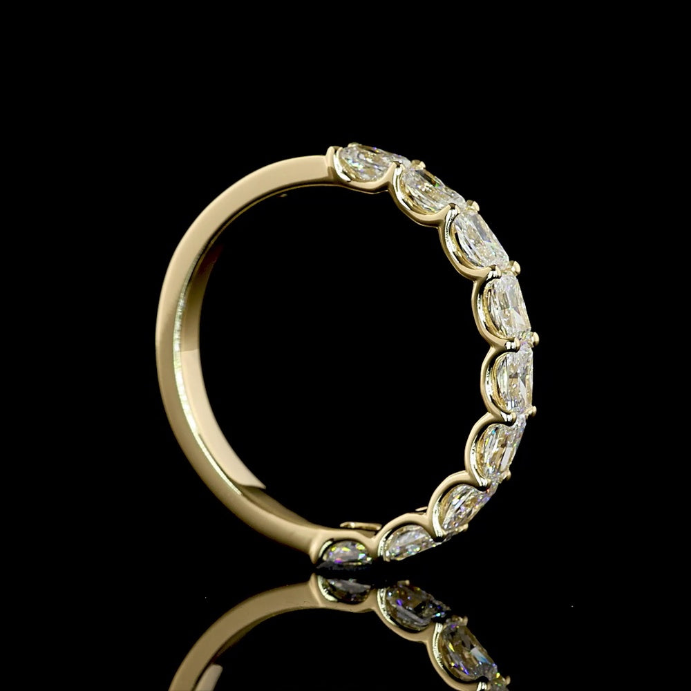 14K Yellow Gold Half Eternity Band with East-West Set Radiant Cut Lab Diamonds - 1.11 Carat Total Weight, E-F VS1 Clarity - Covaloro Fine Jewelry