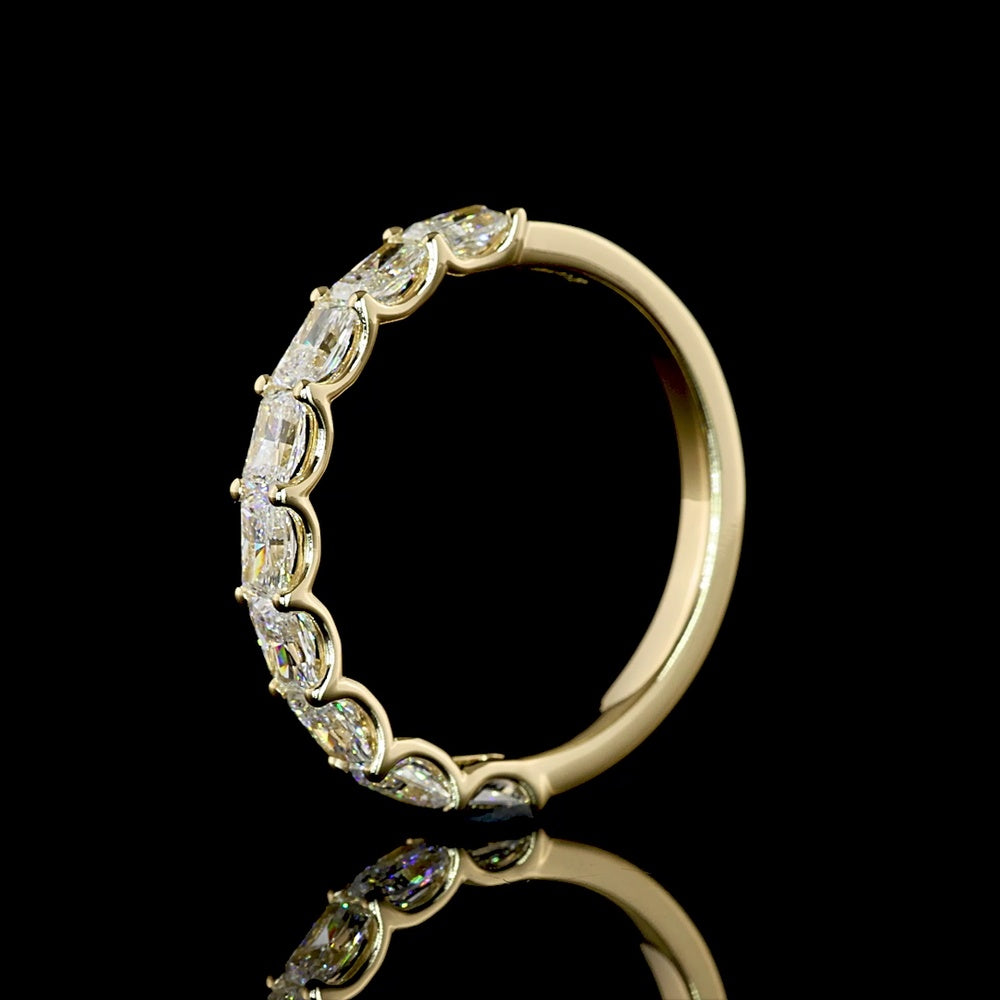 14K Yellow Gold Half Eternity Band with East-West Set Radiant Cut Lab Diamonds - 1.11 Carat Total Weight, E-F VS1 Clarity - Covaloro Fine Jewelry