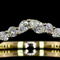 14K Yellow Gold Half Eternity Band with Inclined Pear Shape and Brilliant Cut Lab Diamonds - 0.45 Carats Total Diamond Weight - Covaloro Fine Jewelry