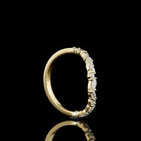 14K Yellow Gold Half Eternity Band with Inclined Pear Shape and Brilliant Cut Lab Diamonds - 0.45 Carats Total Diamond Weight - Covaloro Fine Jewelry