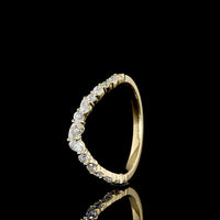 14K Yellow Gold Half Eternity Band with Inclined Pear Shape and Brilliant Cut Lab Diamonds - 0.45 Carats Total Diamond Weight - Covaloro Fine Jewelry