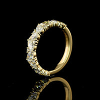 14K Yellow Gold Half Eternity Band with Inclined Pear Shape and Brilliant Cut Lab Diamonds - 1.57 Carat Total Diamond Weight - Covaloro Fine Jewelry