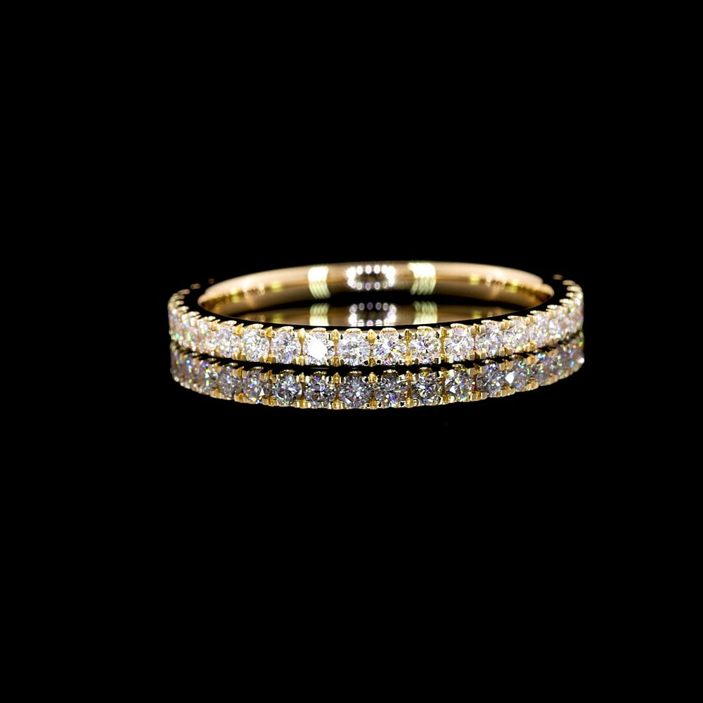14K Yellow Gold Half Eternity Band with Micro Pavé Set Round Lab Diamonds - 0.68 Carat Total Diamond Weight, E-F Color VS2 Clarity - Covaloro Fine Jewelry