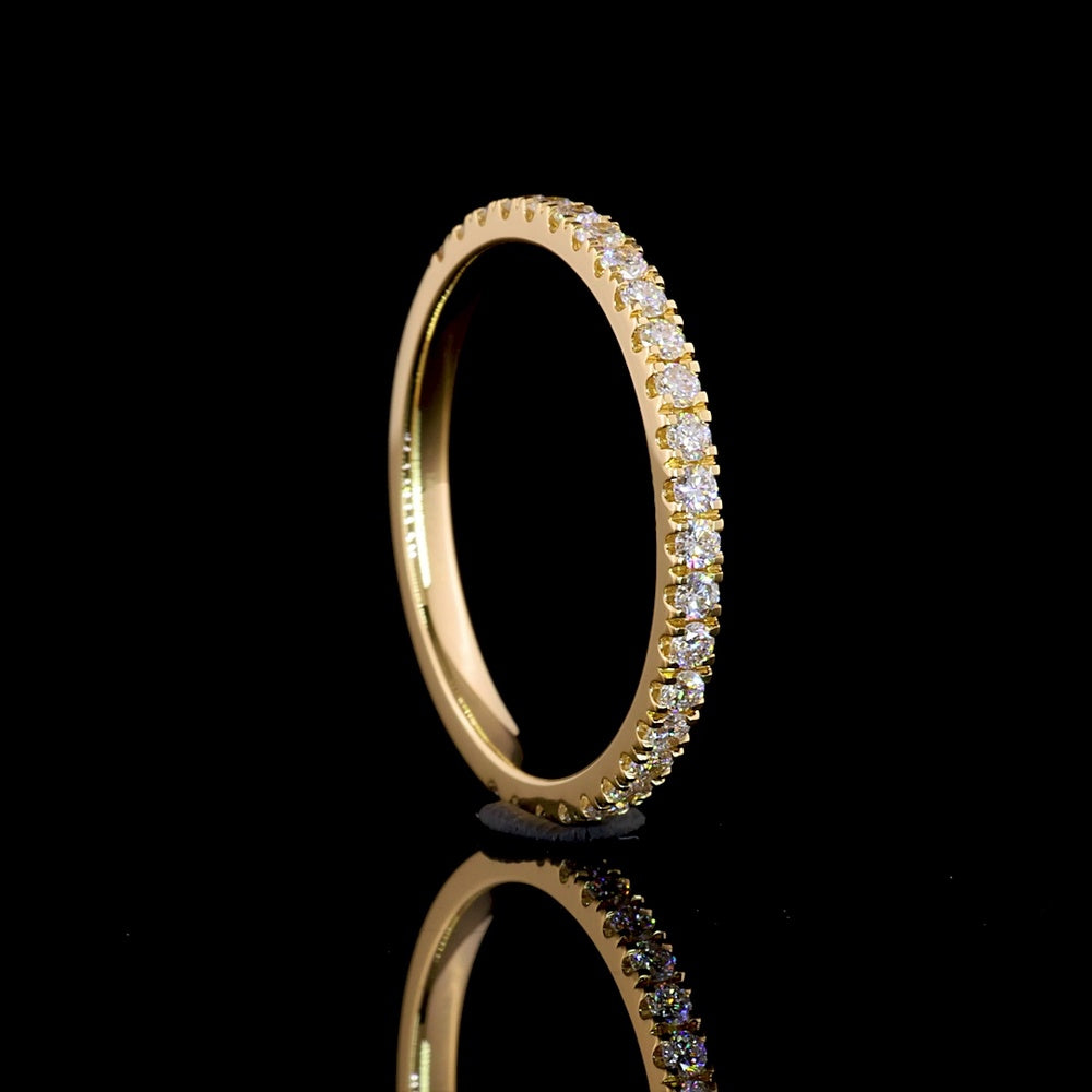 14K Yellow Gold Half Eternity Band with Micro Pavé Set Round Lab Diamonds - 0.68 Carat Total Diamond Weight, E-F Color VS2 Clarity - Covaloro Fine Jewelry