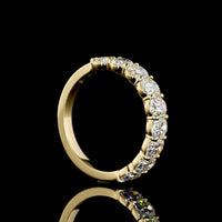 14K Yellow Gold Half Eternity Band with North-South Antique Cushion Cut Lab Diamonds - 2.09 Carat Total Weight, E-F Color VS1 Clarity - Covaloro Fine Jewelry