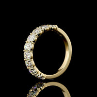 14K Yellow Gold Half Eternity Band with North-South Antique Cushion Cut Lab Diamonds - 2.09 Carat Total Weight, E-F Color VS1 Clarity - Covaloro Fine Jewelry