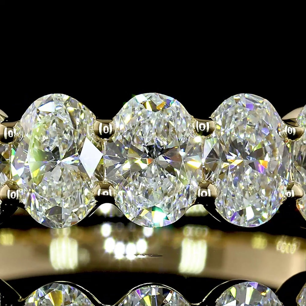 14K Yellow Gold Half Eternity Band with North-South Oval Cut Lab Diamonds - 2.05 Carat Total Weight (9 Stones, E-F Color, VS Clarity) - Covaloro Fine Jewelry