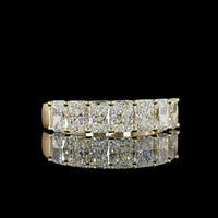 14K Yellow Gold Half Eternity Band with North-South Radiant Cut Lab Diamonds - 2.02 Carat Total Weight, E-F Color, VS1 Clarity - Covaloro Fine Jewelry