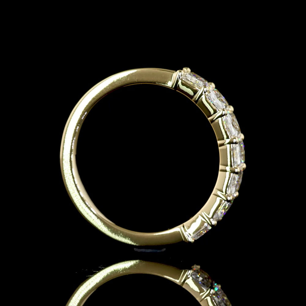 14K Yellow Gold Half Eternity Band with North-South Radiant Cut Lab Diamonds - 2.02 Carat Total Weight, E-F Color, VS1 Clarity - Covaloro Fine Jewelry