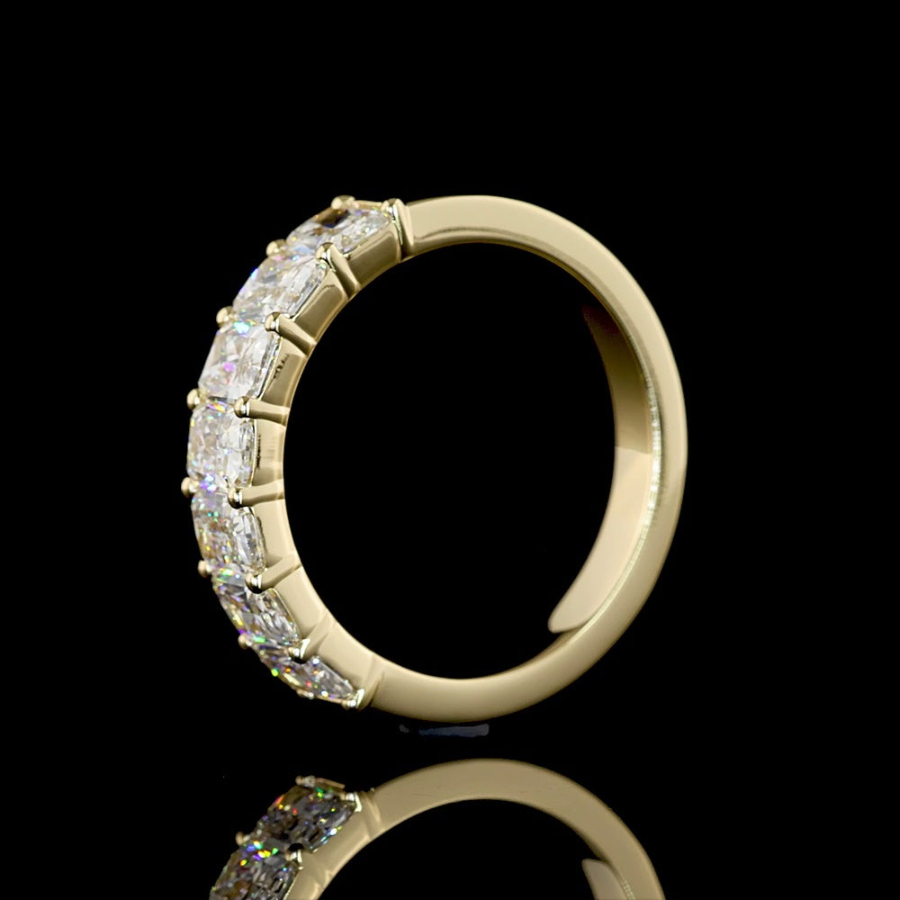 14K Yellow Gold Half Eternity Band with North-South Radiant Cut Lab Diamonds - 2.02 Carat Total Weight, E-F Color, VS1 Clarity - Covaloro Fine Jewelry