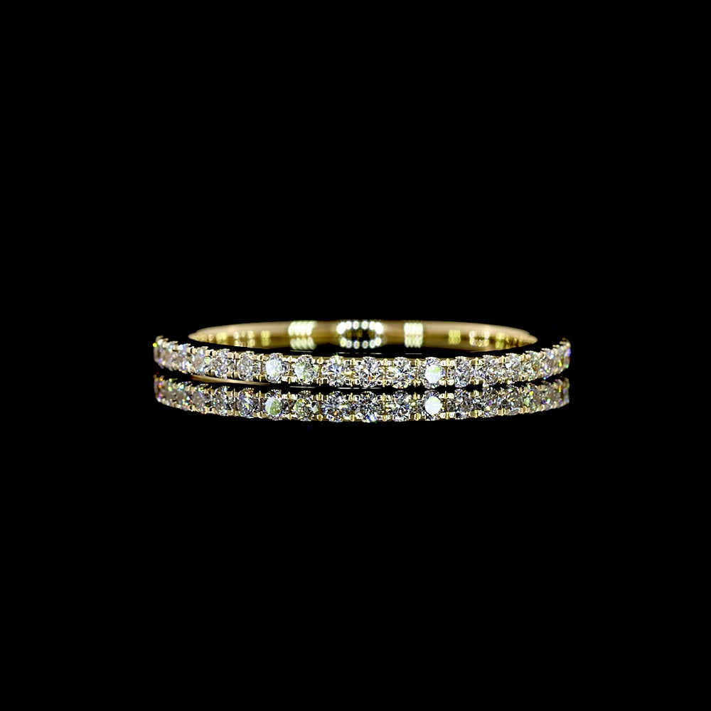 14K Yellow Gold Half Eternity Band with Pave-Set Round Lab Diamonds - 0.25 Carats Total Diamond Weight - Covaloro Fine Jewelry